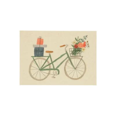 Kaart fiets bloemen en cadeaus